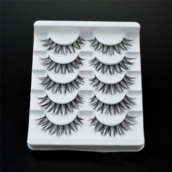 

5 pairs thick messy cross false eyelashes handmade natural long wispy lashes reusable fake eyelashes beauty extension tools