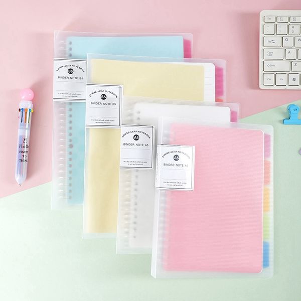 

a5/b5 loose-leaf notebook waterproof cover soft light color notepad removable replaceable notebook school office supplices vt1470, Purple;pink