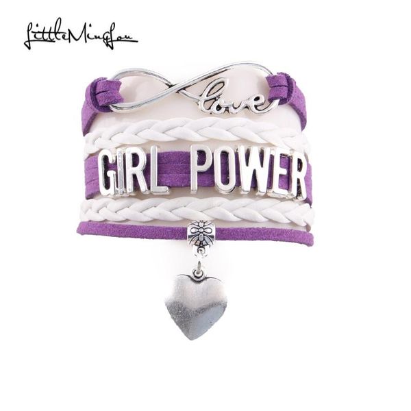 

little minglou infinity love girl power bracelet heart charm wrap women girl bracelets & bangles for women jewelry, Red;blue