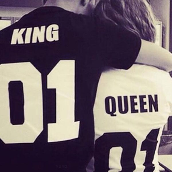 

the summer style men/women's casual lovers t shirt queen king letter printed harajuku cotton tees camiseta vestidos