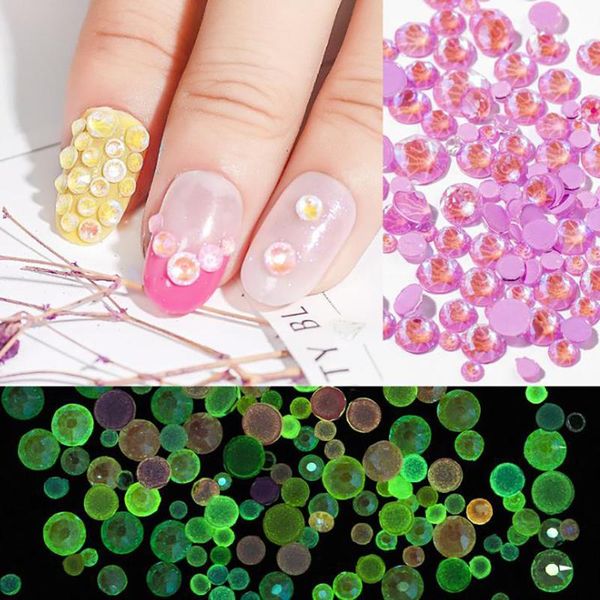 

luminous nail rhinestones round flatback beads nail art decoration colorful multi size 3d rhinestones ornaments, Silver;gold