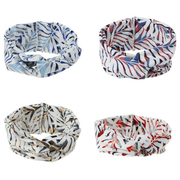 

women summer twist knotted sport wide headband bohemian tropical leaves hairband