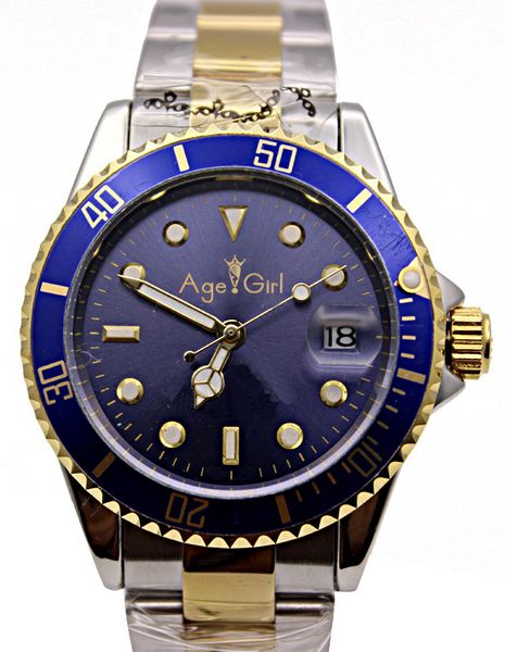 

classic new mens gent's sub self-wind automatic mechanical watches stainless steel dive wristwatch gold black silver gmt, Slivery;brown