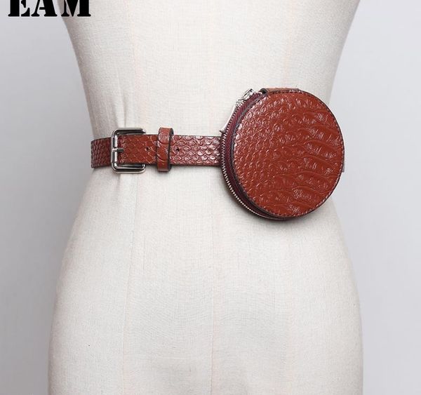 

eam] pu leather black mini-bag split joint long belt personality women new fashion tide all-match spring autumn 202004, Black;brown