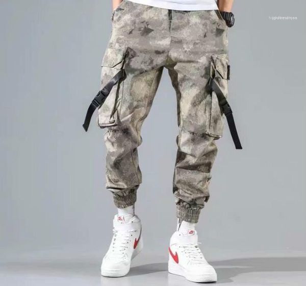 

брюки hip pop одежда mens cargo pants мода карманные лоскутная drawstring штаны фитнес mens ins стиль, Black
