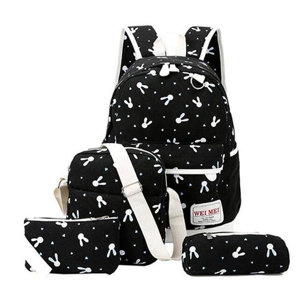 

shoulder casual girls pcs student canvas school 4 knapsack backpack women rucksack preppy travel set style teenagers bag bbyips alice_bag