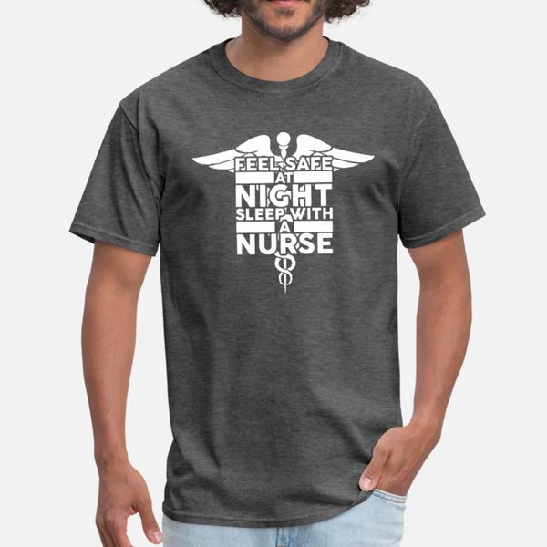 

sleep with a nurse feel safe at night t shirt men printing 100% cotton round collar loose casual spring vintage shirt