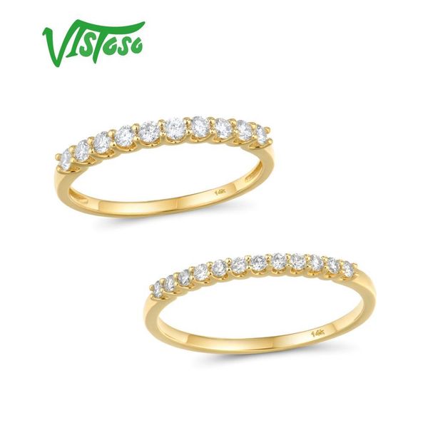 

vistoso gold ring for women genuine 14k 585 yellow gold ring sparkling diamond promise engagement rings anniversary fine jewelry t200905, Slivery;golden