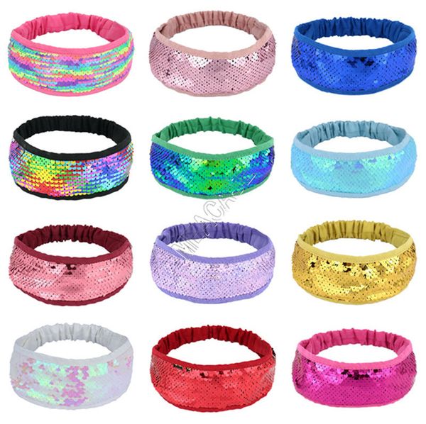 

girls women sequins headband sequined mermaid scale hairwraps hairlace hairbands sports elastic turban headwrap hair accessories d82709, Slivery;white