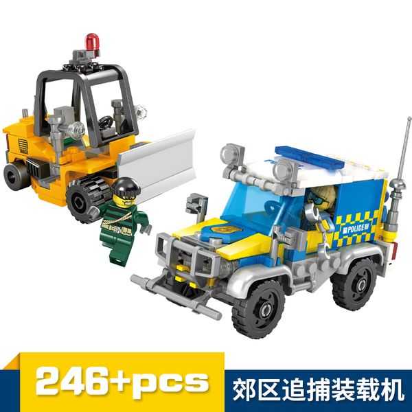 

city police hunt down loading car model children puzzle building blocks assembled small particles diy figures bricks boy toy 03