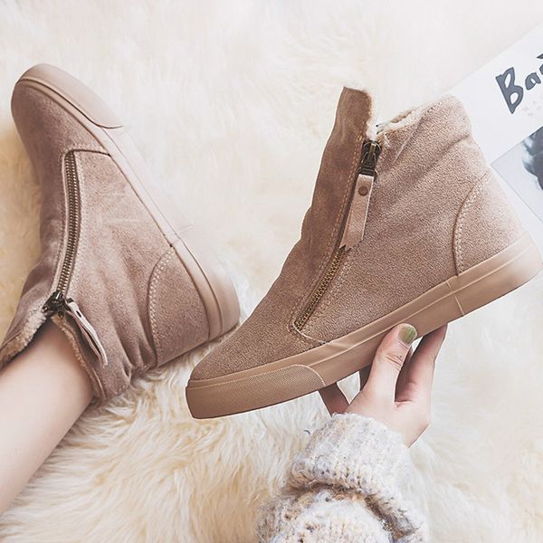 

зима ботильоны для женщин мода zip snow boots теплые плюшевые женская обувь black fur женский туфли на платформе zapato mujer 2020