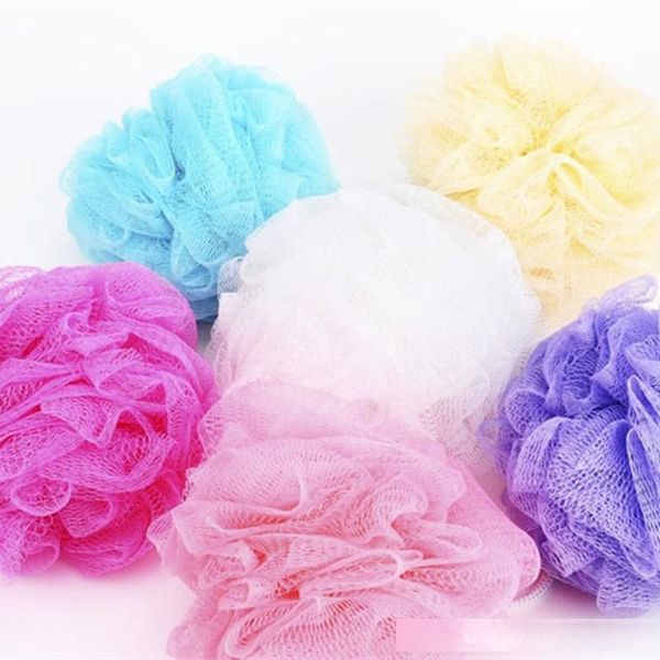 

mesh pouf sponge bathing spa shower scrubber ball colorful bath brushes sponges fast shipping