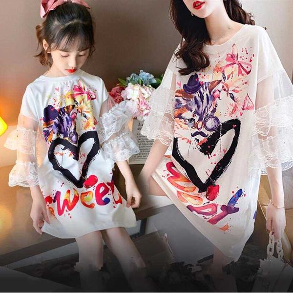 

lantern sleeve mommy and me baby kids dresses for girls mother daughter pattern print dress new family matching clothes outfits, Blue