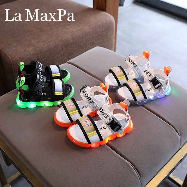 

kids led shoes baby boys sandals 2020 summer new boy girls beach shoes kids casual sandals children fashion sport, Black;red