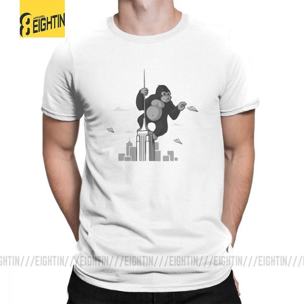

king kong gorilla playing with planes t-shirts o neck short-sleeved purified cotton t shirts print male tee shirts large size
