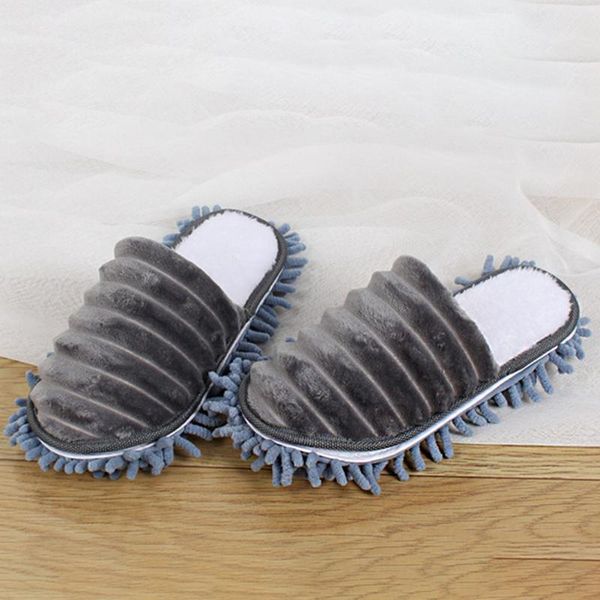 

slippers 1 pair home detachable sole plus velvet lazy mop thickened dust remove floor cleaning erase stains scratchproof warm, Black