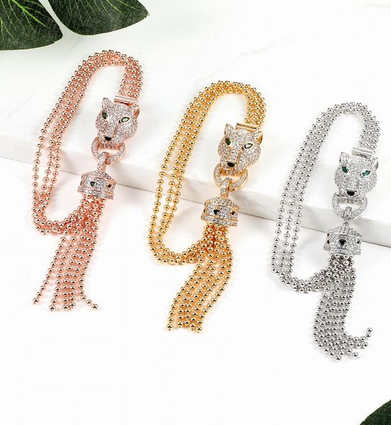 

wholesale full micro paved zircon stone animal leopard bracelet 18k yellow gold plated jewelry accesories for women, Black