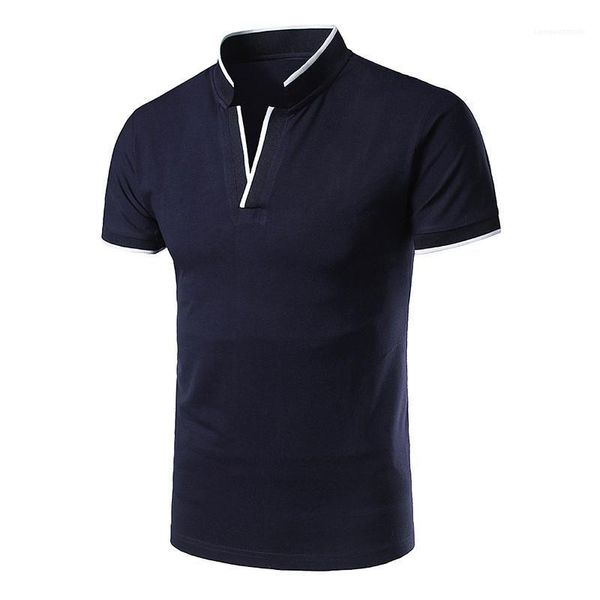 

polos solid color short sleeve slim tshirts piping casual mens tees v neck stand collar mens designer, White;black