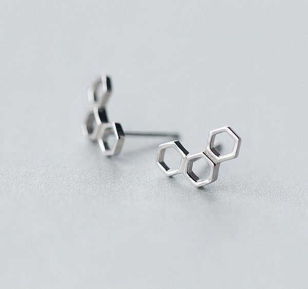 

inzageometric polygonal 925 sterling silver stud earrings 2020 women s accessories fashion jewelry minimalist gift002, Golden;silver