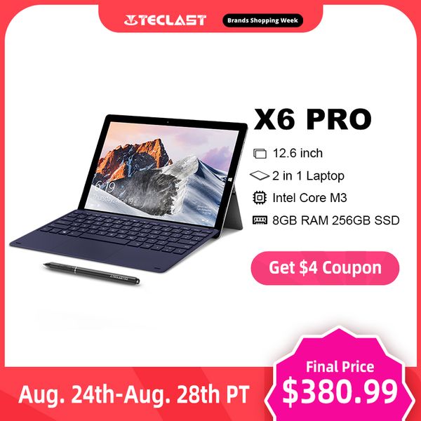 

teclast x6 pro 12.6 "8 гб озу 256 гб ssd ноутбук full hd 2880 x 1920 intel core m3 windows 10 2 в 1 планшетный пк