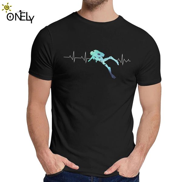 

мужская футболка scuba dive heart beat лучший подарок для diver тонкий top design round neck vintage la camiseta