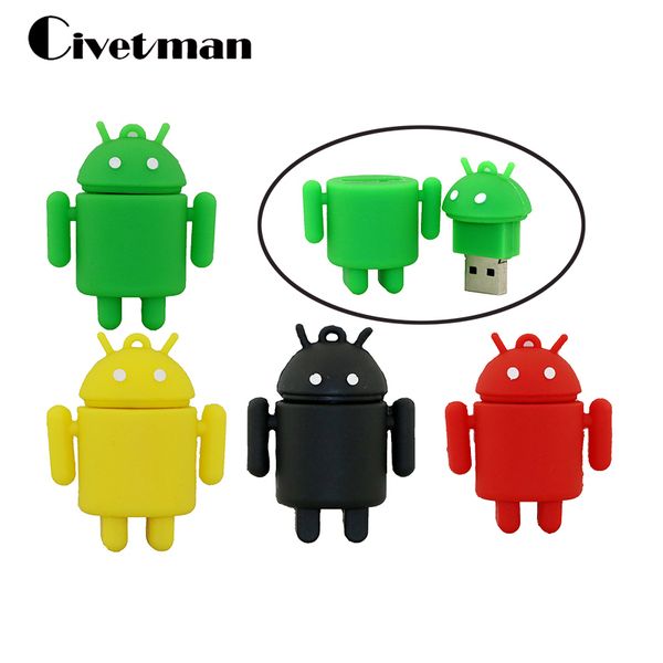 

pen drive мультфильм симпатичный android робот usb flash drive 8gb 16gb 32gb 64gb 128gb usb memory stick pendrive внешнего хранения подарки