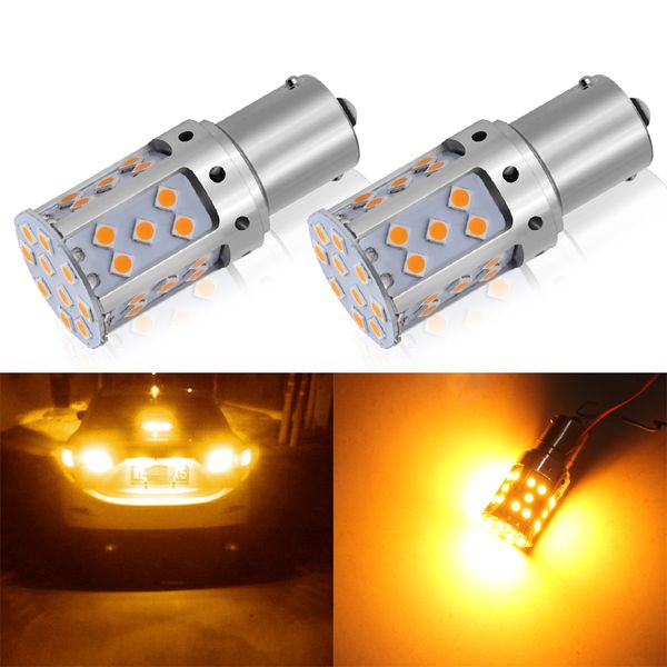 

2 pcs led canbus p21w ba15s py21w bau15s 3030 35 smd 1156 turn signal for car 12v dc without hyperflash amber red
