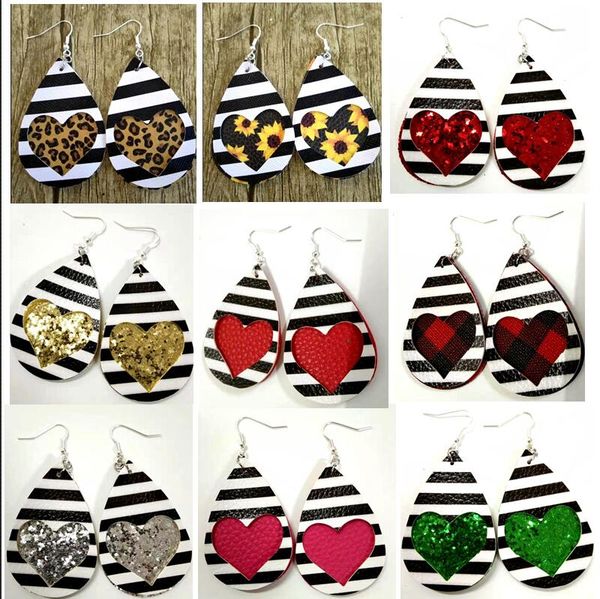 

2020 Hot Fashion Glitter Teardrop Leather Earrings for Women Designer Jewelry Big Statement Earrings Wholesale