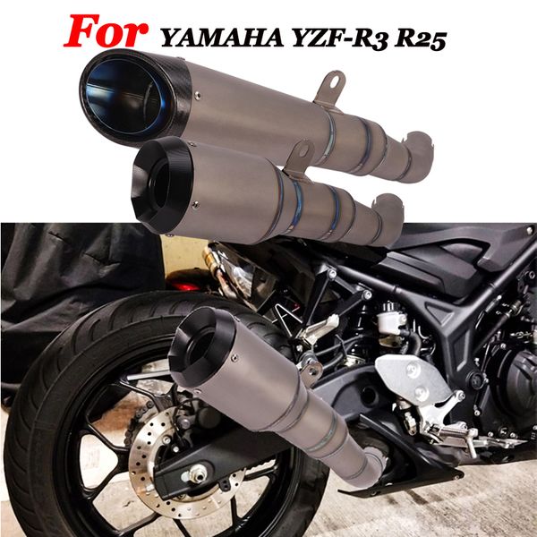 

slip on for yzf-r25 yzf-r3 motorcycle titanium alloy exhaust pipe middle pipe carbon escape muffler db killer
