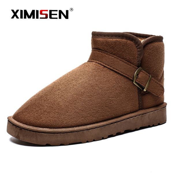 

ximisen 2020 couple models snow boots outdoor simple and stylish ankle boots warm winter man shoes large size 35-47, Black