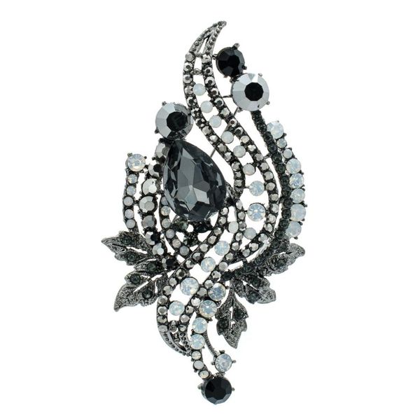 

rhinestone crystals leaves wedding bridal brooch pin broach brooches women jewelry accessories 8807bla, Gray