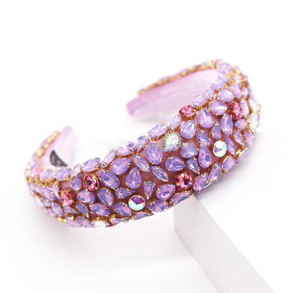 Frauen-Strass-Stirnband, Wassertropfenform und breiter Rand, Haarband, voller Diamanten, buntes Mode-Stirnband