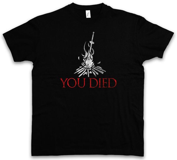 

you died dark t-shirt firelink shrine dark gamer nerd souls game sun men brand printed 100% cotton t shirt light