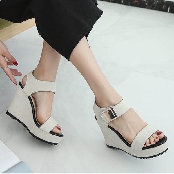

2020 new women peep toe high wedge ankle strap platform sandals gladiator shoes woman summer shoes high heels sandalias mujer, Black