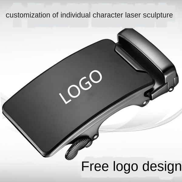 

diy laser customized logo lettering men's leather head buckle belt buckle accessories automatic enterprise custom gift, Black;brown