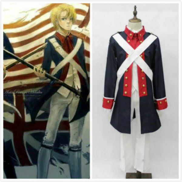 

axis powers aph revolutionary war cosplay costume uniform, Black;red