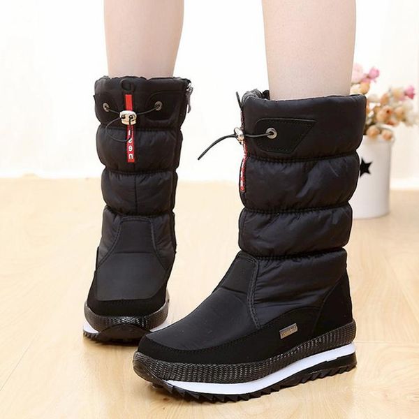 

new 2020 women's boots platform winter shoes thick plush non-slip waterproof snow boots for women botas mujer y200915, Black