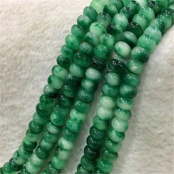 

perles en vrac naturelles de boulier d'Ã©meraude verte de 5x8mm 15", Silver
