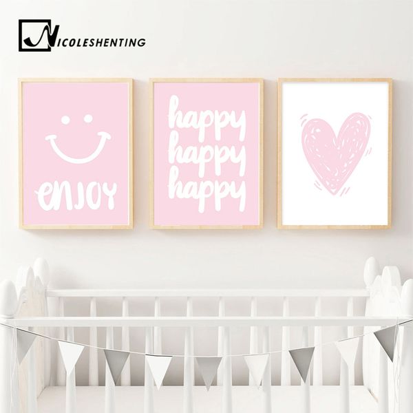 

pink мультфильм забавный плакат и печати минималистский wall art холст картина nusery стене картина для девушки детская гостиная украшение