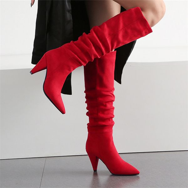

large size 2020 new arrive knee high women boots black brown flat heels half boots spring autumn shoes woman knee-length