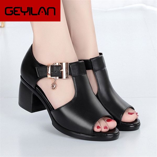 

sandals women summer 2021 hing heel fashion fish mouth hollow roman thick with beaded high heels female, Black