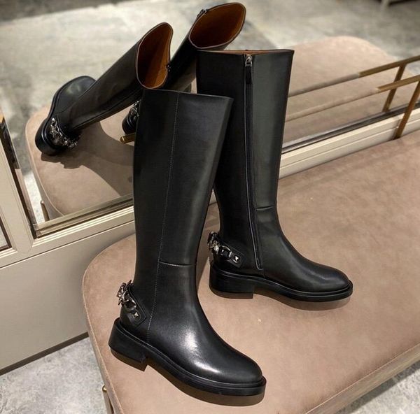 

brand name a chain womens knee snow keep warm knight genuine leather winter martin slimming booties sz35-41, Black