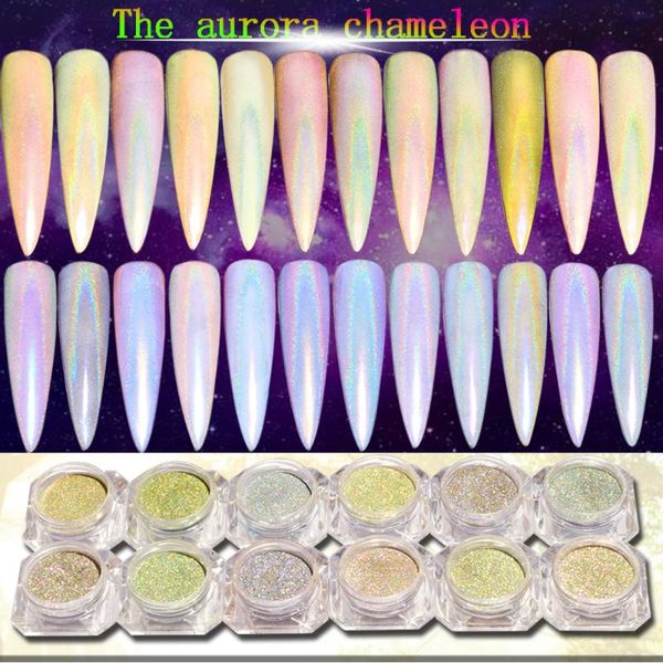 

nail art shell powder mirror effect pearl magic pigment powder shimmer aurora iridescent nail glitter dust chrome mn126, Silver;gold
