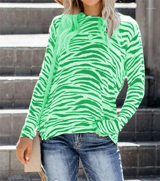 

zebra pattern print women tshirts casual crew neck designer fashion woman long sleeve loose ladies, White