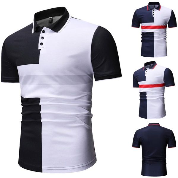 

men's casual shirts 2021 spring and winter stand collar personality fashion stitching print short sleeve shirt button slim 3.27, White;black