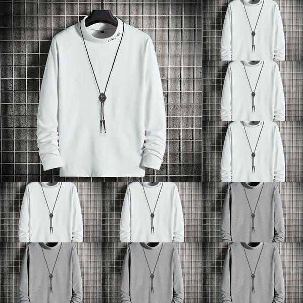 

men's long-sleeved t-shirt autumn imitation rabbit velvet half-high collar korean style leggings sweater sweatertrendy all-match base s, Black