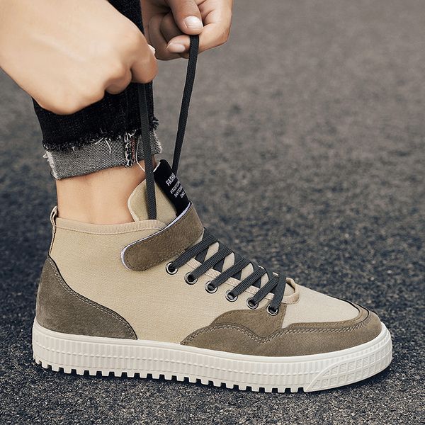 

men's vulcanize shoes fashion cartoon sneakers high shoes for men casual no-slip male lace up men tenis cartoon, Black