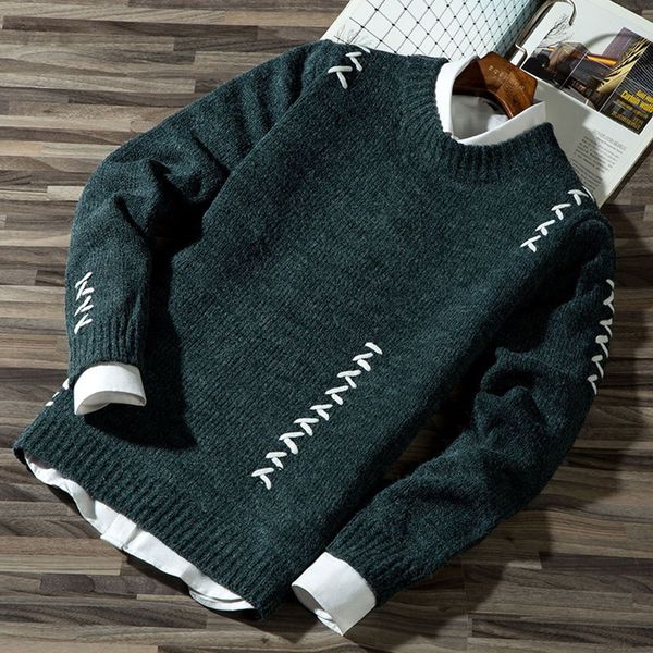 

2020 mens casual autumn fashion casual strip color block knitwear jumper pullover sweater sale material cotton mens sweaters