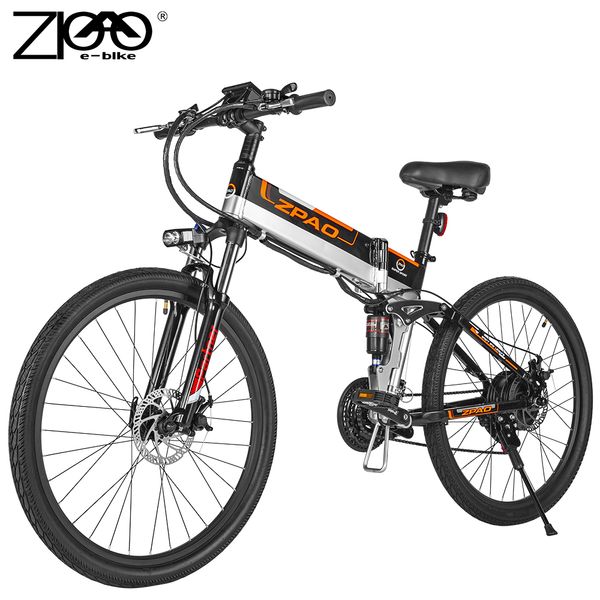

zpao 48v 500w high power electric folding bike ce certification e bicycle foldable ebike with 3.5 inch big lcd display, Silver;blue