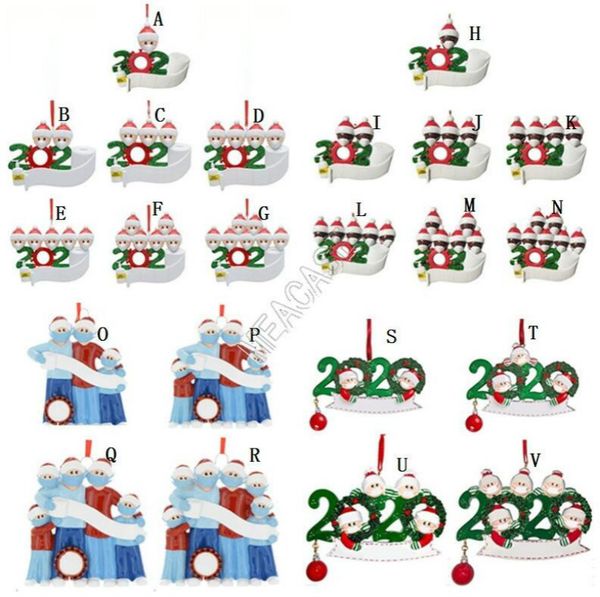 

christmas ornaments decoration 2021 quarantine family face mask diy toys xmas tree pendants snowman with hand sanitizer face mask new e92102